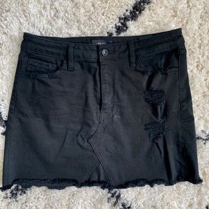 Dry Goods distressed black jean skirt